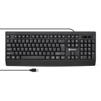 Teclado - USB, QWERTY, Universal, alámbrico, antiderrames, ultra silencioso, en Español, negro, BROBOTIX 6007181 Teclado - USB, QWERTY, Universal, alámbrico, antiderrames, ultra silencioso, en Español, negro, BROBOTIX 6007181